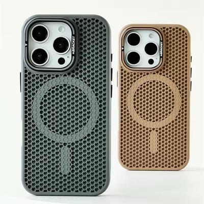 Чехол для телефона Magsafe с сетчатой сотовой структурой для iPhone 16, Promax, 15Pro, 14, 13, 12, 16, сплав, кронштейн для объектива, чехол для беспроводной зарядки