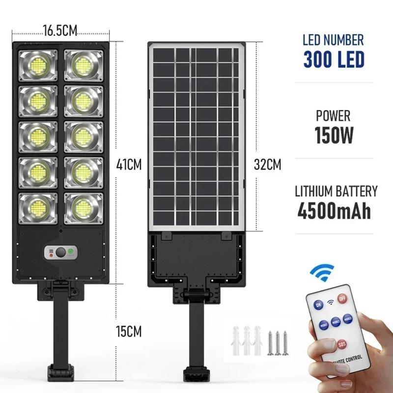 360LED Motion Sensor Solar LED Lights Outdoor Brightest External Solar Lamp with Remote Control Floodlight Wall Street Lamp 120LD 180LED 240LED 300LED