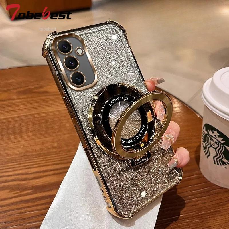 Противоударный чехол с блестящим покрытием и магнитным держателем для Samsung Galaxy A05 A05S A04 A04E A03S A02S A03 A02 A51 A71 A21S A31