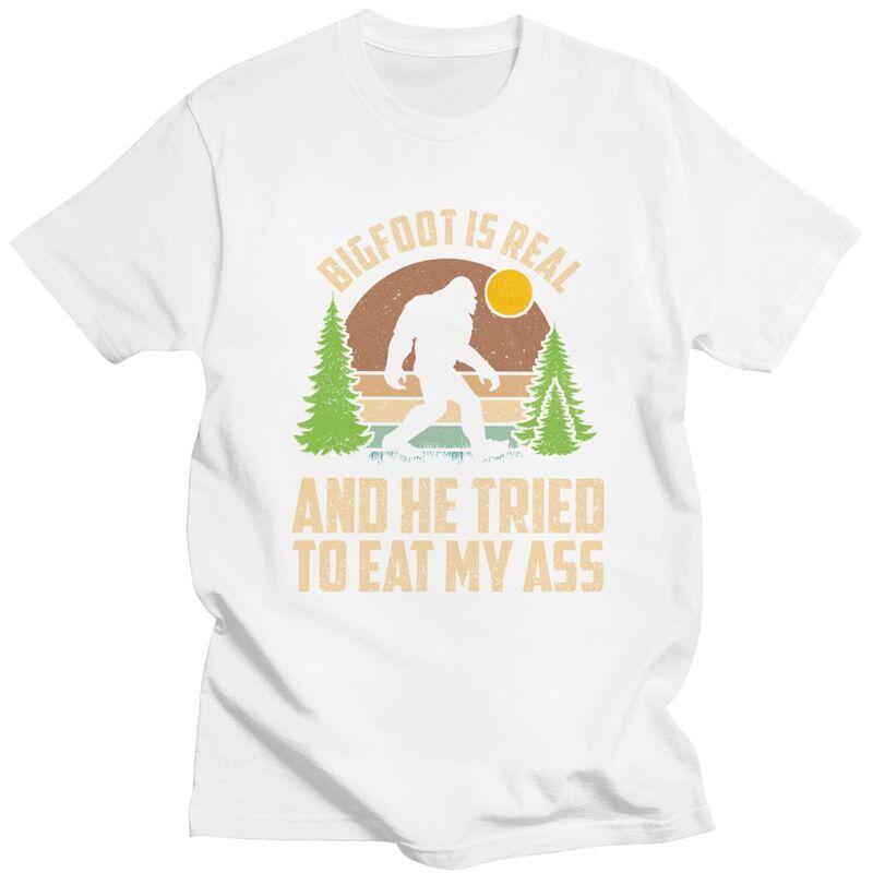 Custom Bigfoot Is Real And He Tried To Eat My Ass T Shirt for Unisex Pure Cotton Tshirt Tee Short Sleeve T-shirts Slim Fit Clothing