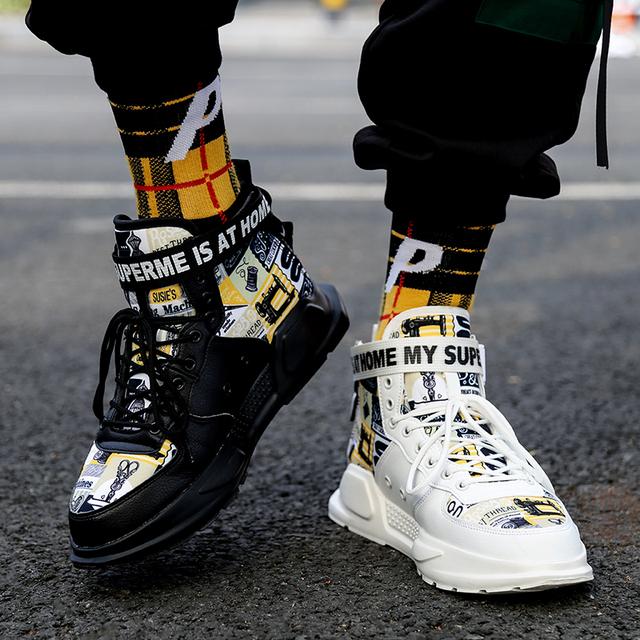 Men's Sports Shoes Brand Men Shoes High-tops Casual Sneakers Trendy Boys Red Basketball Sports Tennis Shoes Outdoor Platform Breathable Sneakers