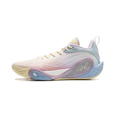 LiNing DLO1 Амортизирующие, Нескользящие, Износостойкие, Упругий захват, Низкие Баскетбольные кроссовки Мужские Бело-розовые ABPV009-16