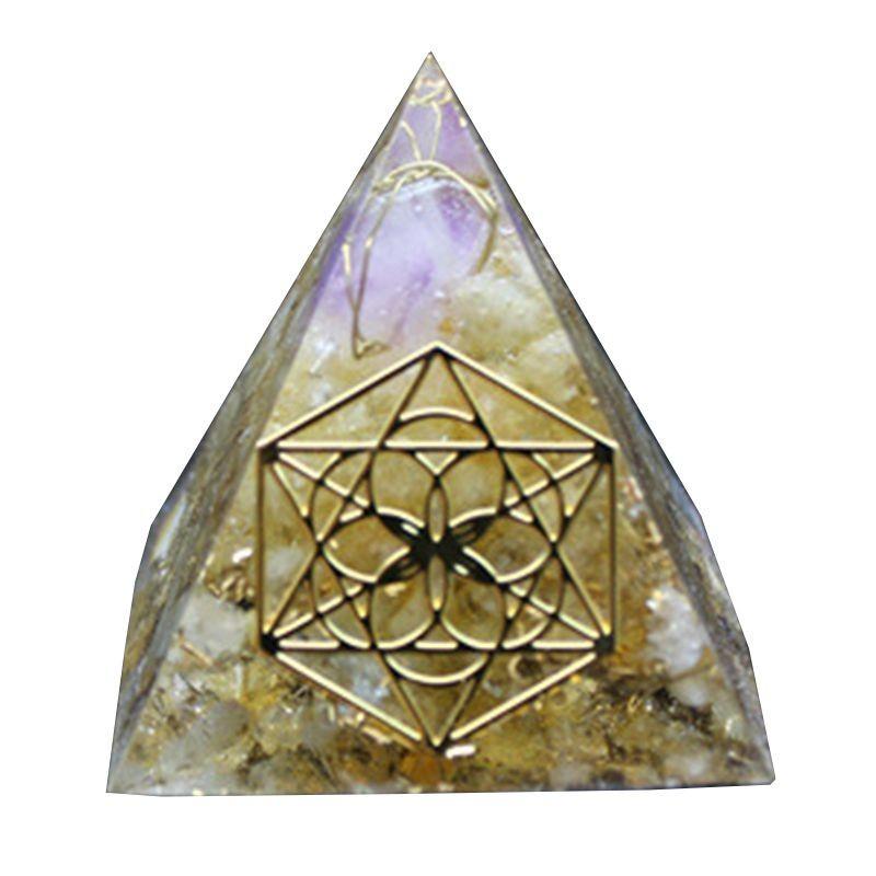 Stunning Orgonite Pyramid Featuring Vibrant Natural Crystal Macadam For Reiki Healing
