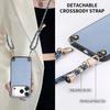 For iPhone 17 Pro Case Carbon Fiber Texture PU+PC+TPU Anti Drop Phone Cover with Crossbody Lanyard