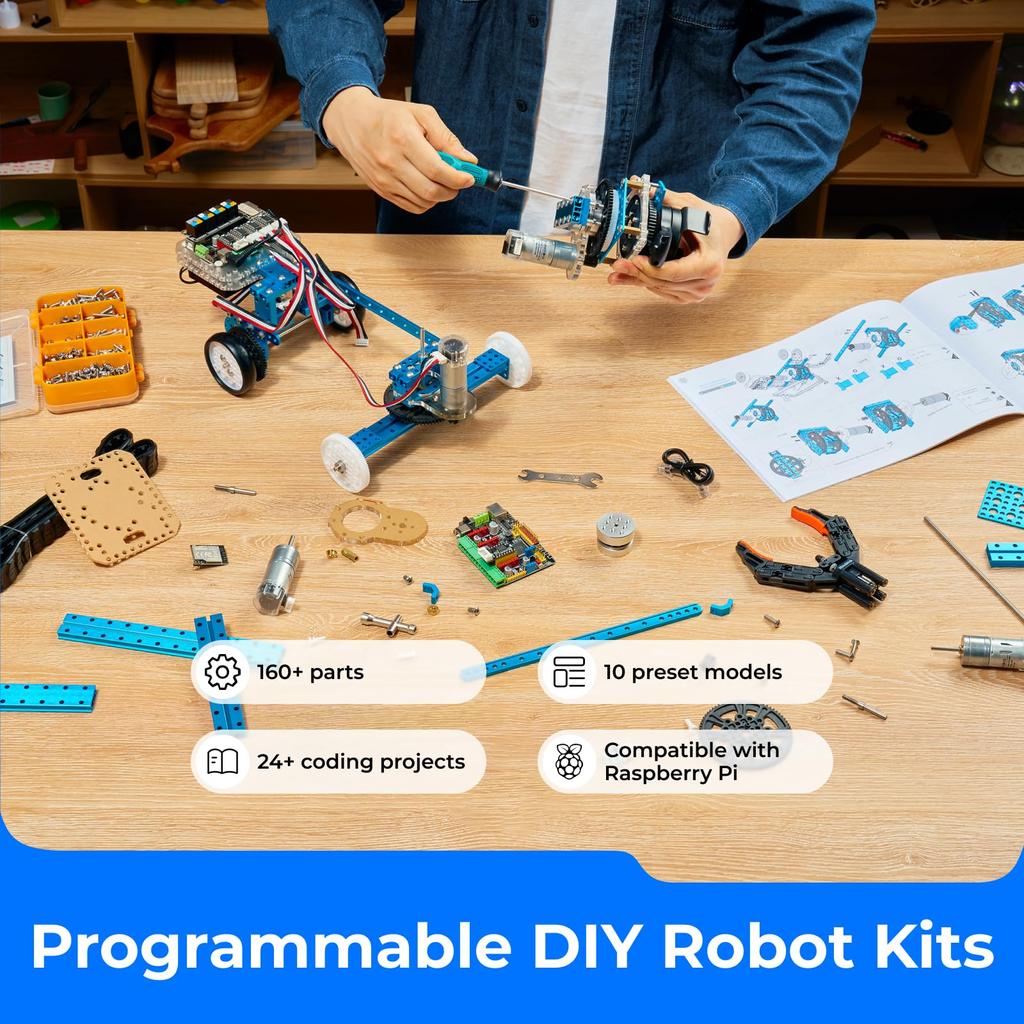 Makeblock mBot Ultimate Robotic Arm STEM Education DIY Robot Kit Compatible with Arduino C Python Raspberry Pi Scratch Assembly Robot App Remote