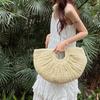 Woven Straw Bag Moon Large Capacity Purse and Handbag For Women Beach Basket Bags Fashion Travel Shoulder Shopper Totes