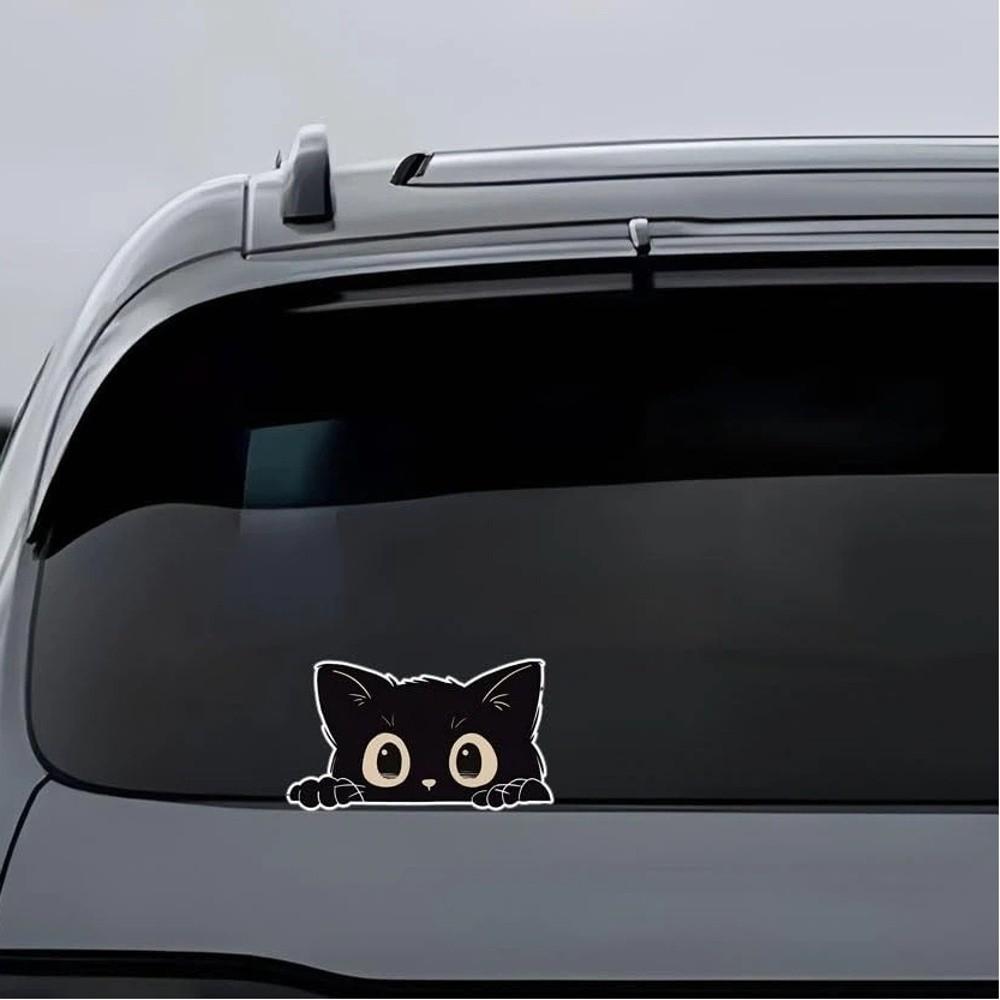 10pcs Peek-a-Boo PVC Decals Black Funny Kitty Decals Cartoon Car Styling Cover Laptop