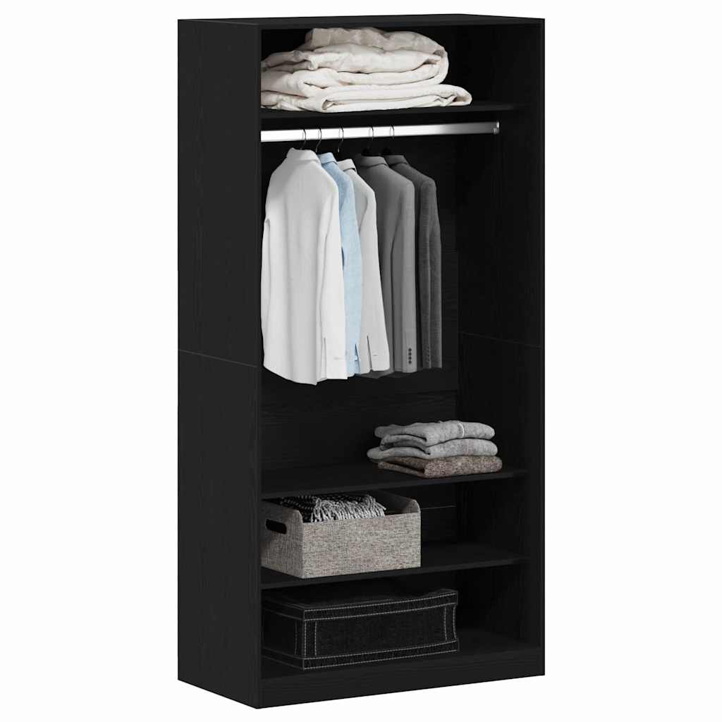 Wardrobe with Shelf Black Oak Effect 100 x 50 x 200 cm