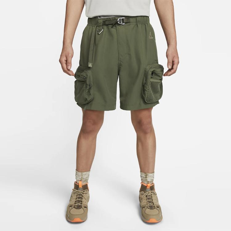 Nike Solid Color Logo Outdoor Hiking Cargo Shorts Men Bottoms Khaki-Green DN3946-222