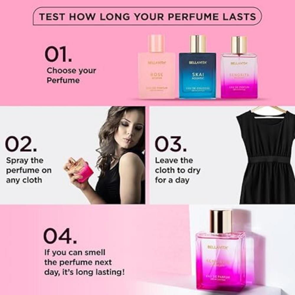 BELLAVITA SENORITA Woman EDP – Стойкие цветочные и фруктовые женские духи премиум-класса, юдзу, лотос, магнолия, мускус | Идеально подходит для дневных мероприятий, 100 мл