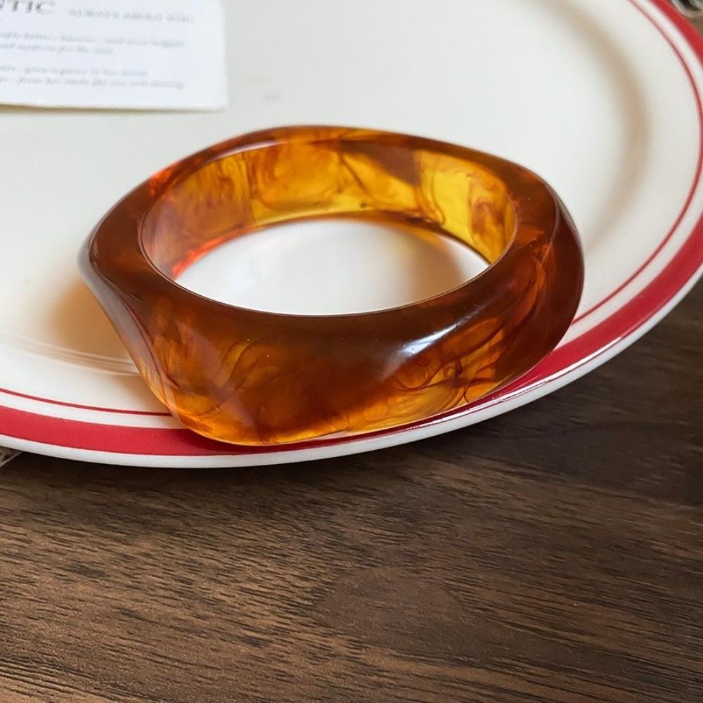 Round Resin Bangle Europe American Style Cuff Bangles Temperament Wide Open Bangle Women