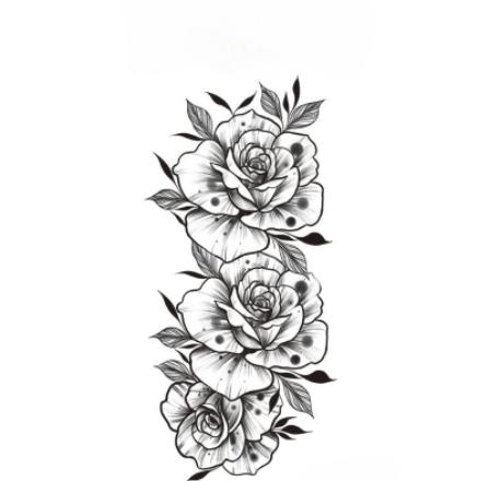 Sexy Black Large Snake Flower Fake Tattoo Stickers For Women Dot Rose Peony Temporary Tattoos Diy Water Transfer Tatoos Girls
