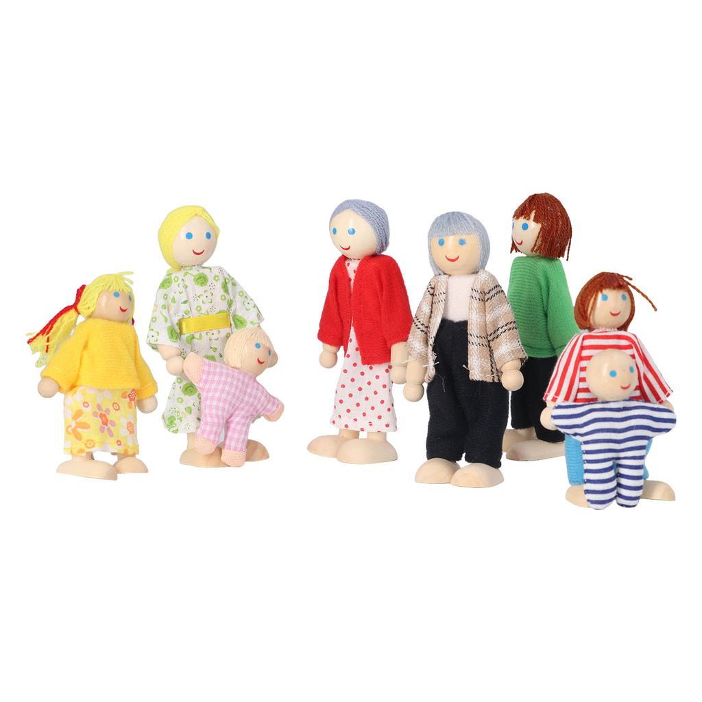 Wooden Dollhouse People for Kids Movable Cultivate Imagination Doll House Dolls Family for