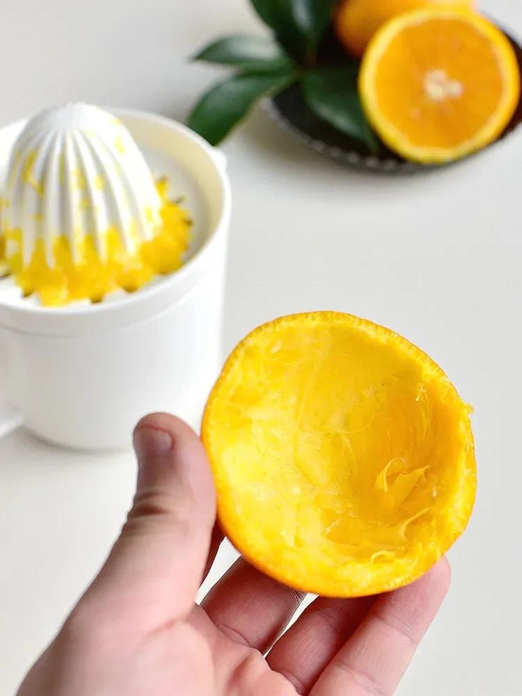Ceramic Manual Two-in-one Juicer Mug Simple Pure White Easy To Clean Manual Juicer Fresh Fruit Squeezer
