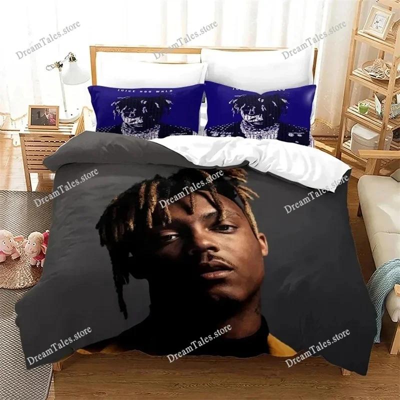 Новый комплект постельного белья Juice Wrld Односпальный Полуторный Двуспальный Евро-размер Кинг-сайз Звезды Комплект постельного белья Juice Wrld Спальня для взрослых Мальчиков Комплекты с пододеяльником 3D