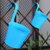 Yousheng Hanging Planter Pot Metal Bucket Plant Holder Balcony Flowerpot with Detachable Hook Drainage Hole for Garden Railing Fence