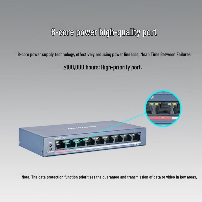 HIKVISION 9-Port 100Mbps Unmanaged PoE Switch CN plug (adapter included)