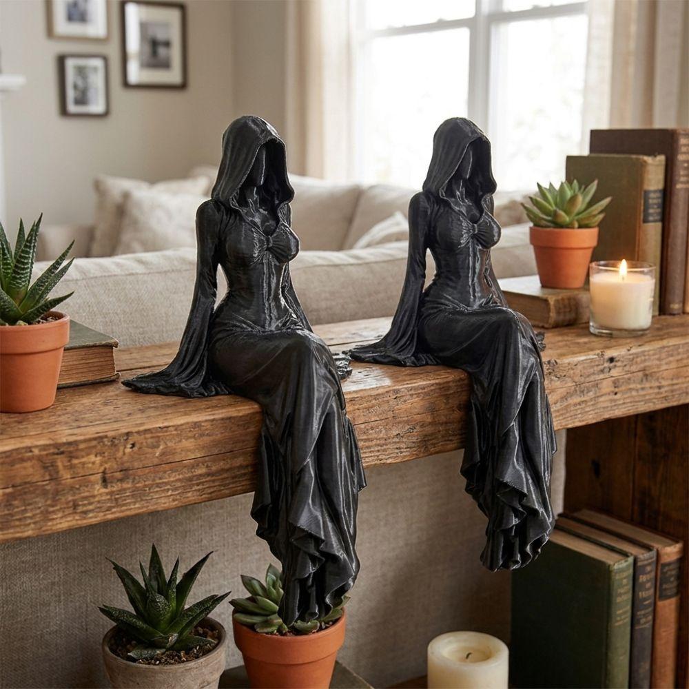 3D Printed Sitting Pose Lady Sculpture Handmade Female Tabletop Ornament Bookshelf Decor