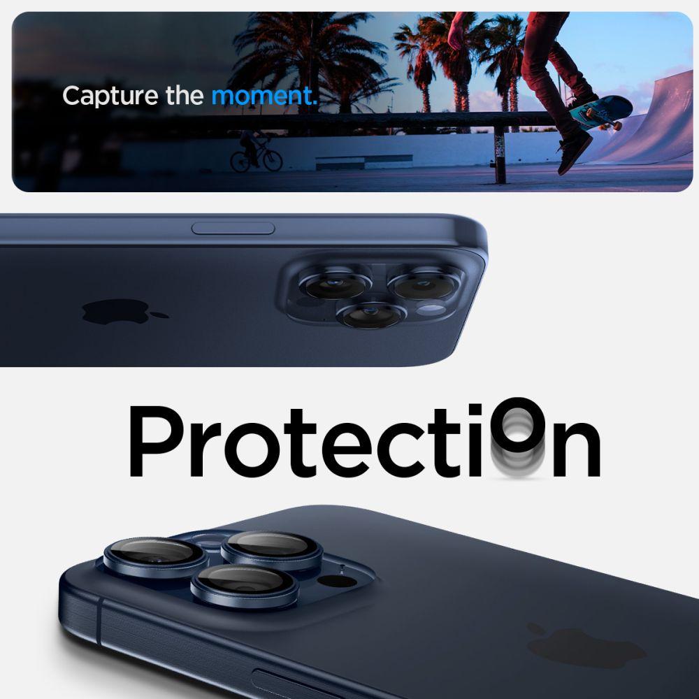 Osłona Aparatu Spigen Optik.tr Ez Fit Camera Protector 2-Pack Iphone 14 Pro / Pro Max / 15 Pro / Pro Max Blue Titanium