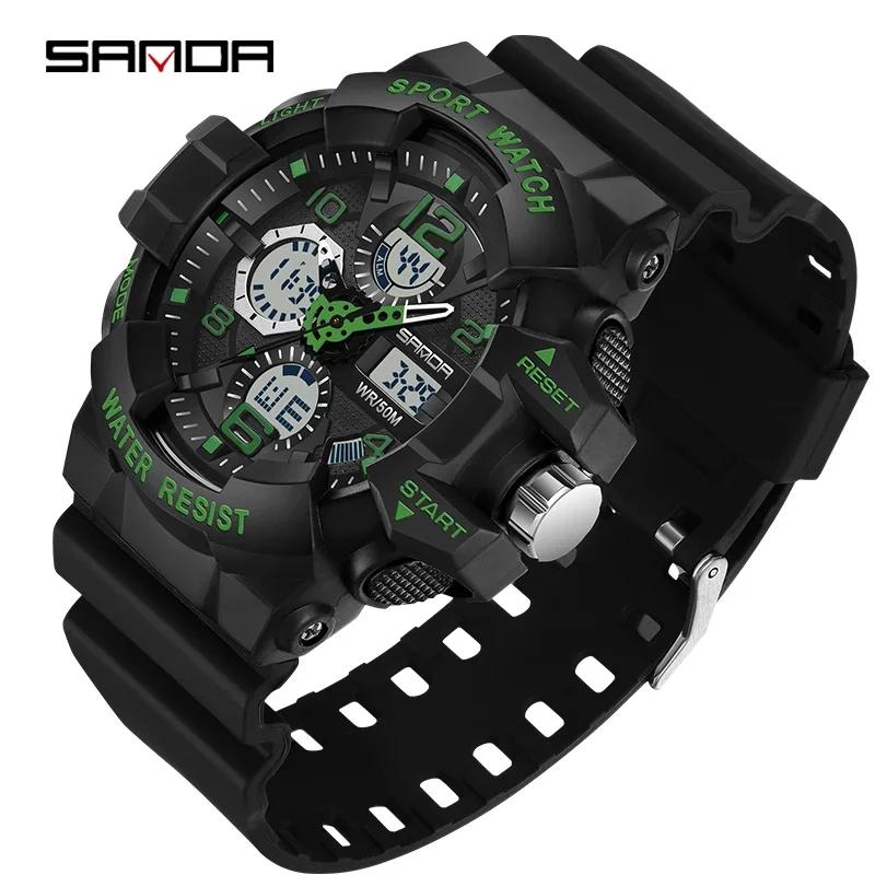 SANDA 3168 Белые Спортивные Часы LED Цифровые 50M Водонепроницаемые Часы Мужские Многофункциональные Часы Relogio Masculino Мужские Военные Часы