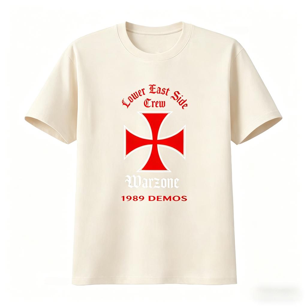 Warzone Demos Lower East Side Crew Cross T Shirt Vintage Casual Soft Fashion Unisexs Clothing Womens Summer New T Shirt