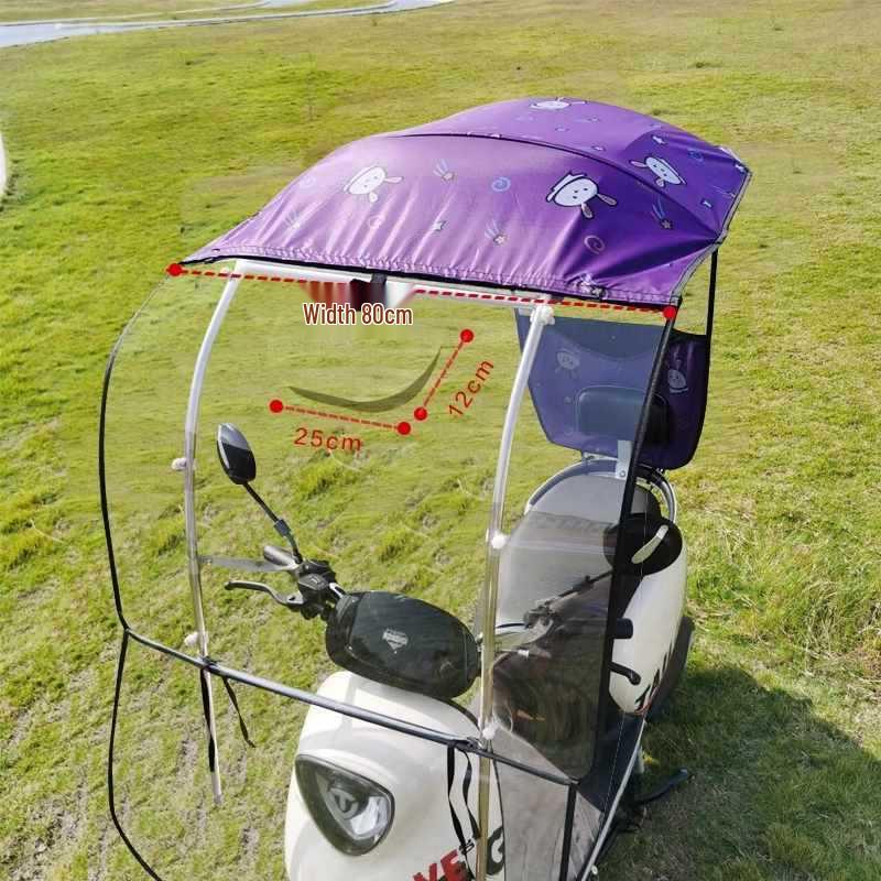 Съемный складной тент для электромобиля: Выдвижной солнцезащитный козырек, ветро- и дождезащитный для педальных мотоциклов.