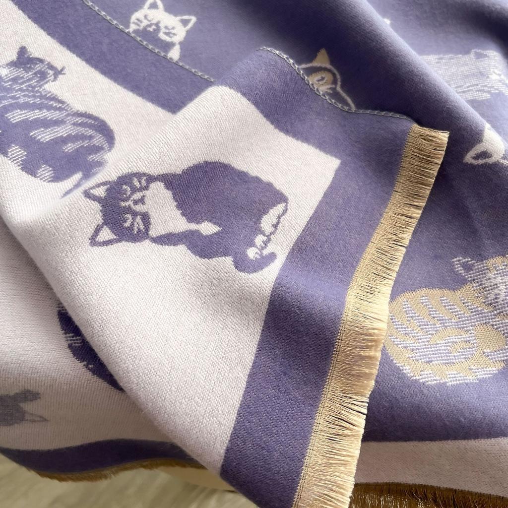 Autumn And Winter Animals, Cats, Sweet And Cute Ladies, Imitation Cashmere Warm Scarf, High-End Air Conditioner Shawl Scarf