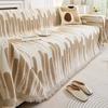 Simple Line Pattern Sofa Towel Cover, Reversible Chenille Sofa Cover, Living Room 3-Seater Sofa Cover Four Seasons Universal