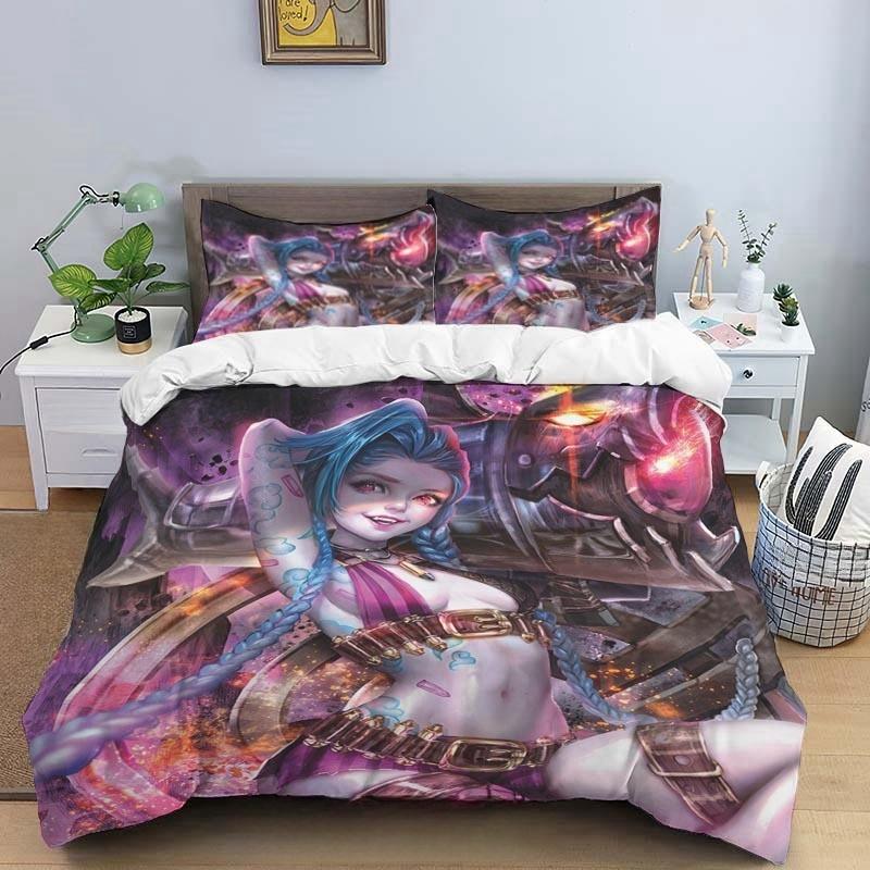 Cartoon Game Jinx Arcane_ League of Legends Комплект постельного белья King Twin Double Child 3 Piece Micofiber или Polyester Duvet Cover Sets