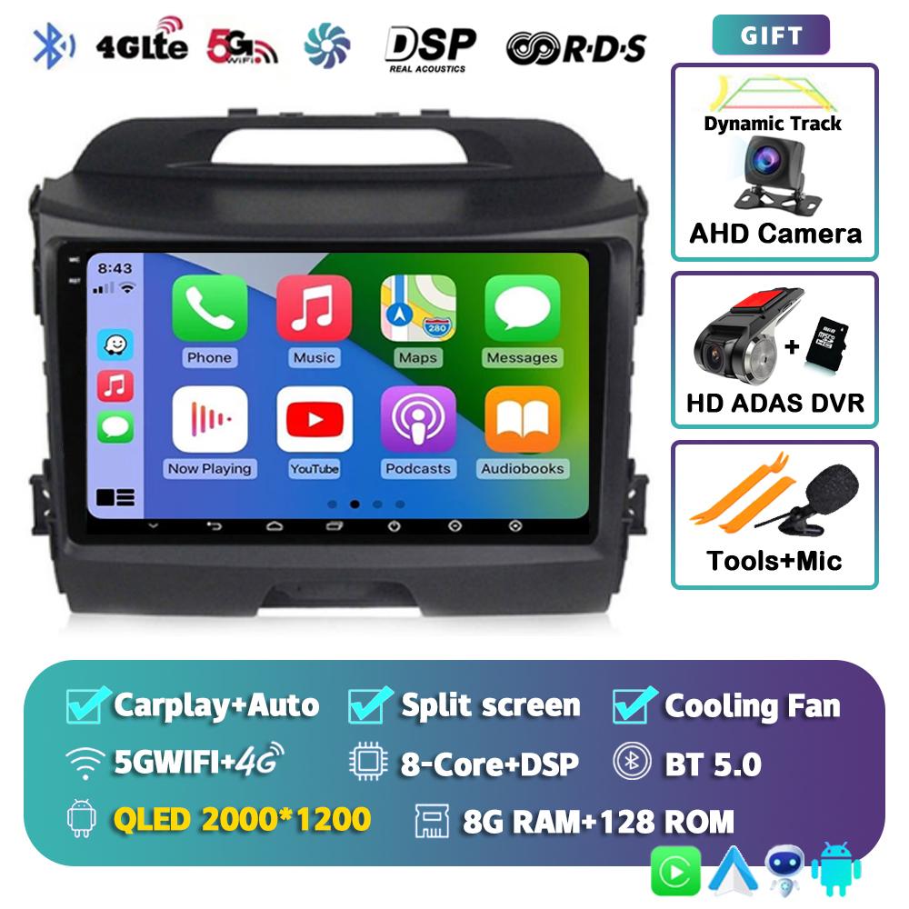 Беспроводной CarPlay Автомагнитола Android 14 Для KIA Sportage 3 2010-2015 2016 4G+WIFI Мультимедийный Видеоплеер GPS 2din Автомагнитола