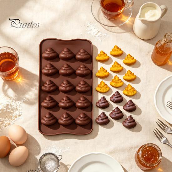 DIY Baking Kits for Kids Funny Poop Chocolate Mold, 15 Cavity Silicone Tray, Non-stick Heat Multipurpose Kitchen Tool Resistant Dessert Mold