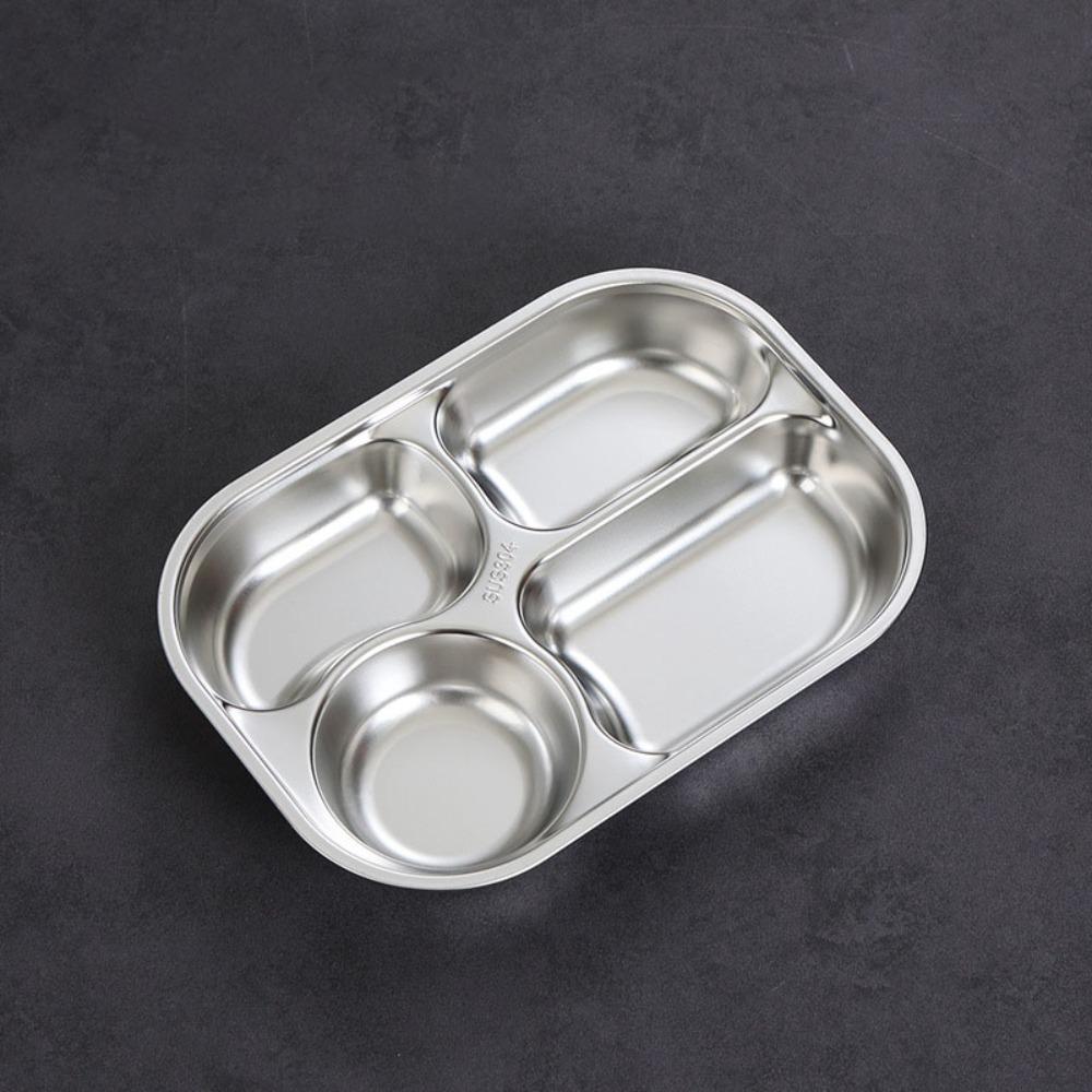 Поднос для школьной еды с 4/5 отделениями, нержавеющая сталь 304, тарелка для школьной столовой