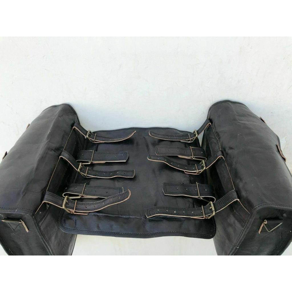 Large Motorcycle Two Bags Side Pouch Seat Leather Bag Saddlebags Saddle Panniers