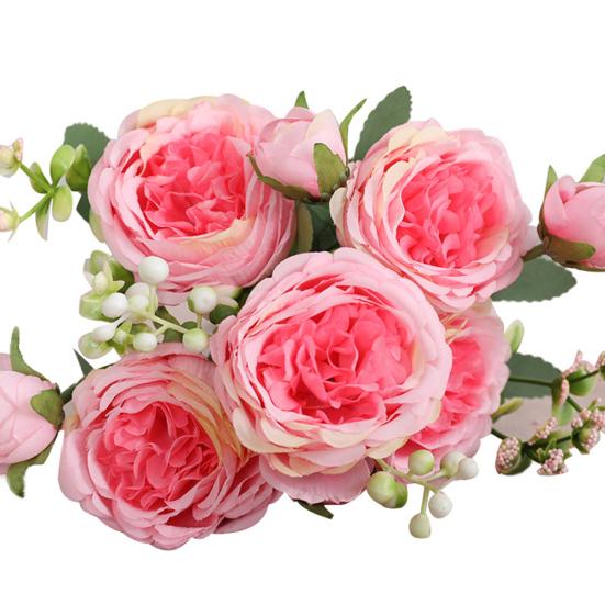 1шт 5-головка искусственная ткань роза домашняя вечеринка свадебный дом украшение свадебного стола