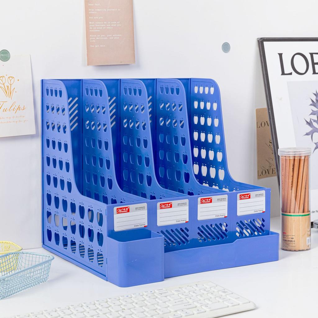 Утолщенная рамка для файлов с подставкой для ручек, настольный органайзер для файлов для офиса, полки, четыре колонки, направляющая для файлов