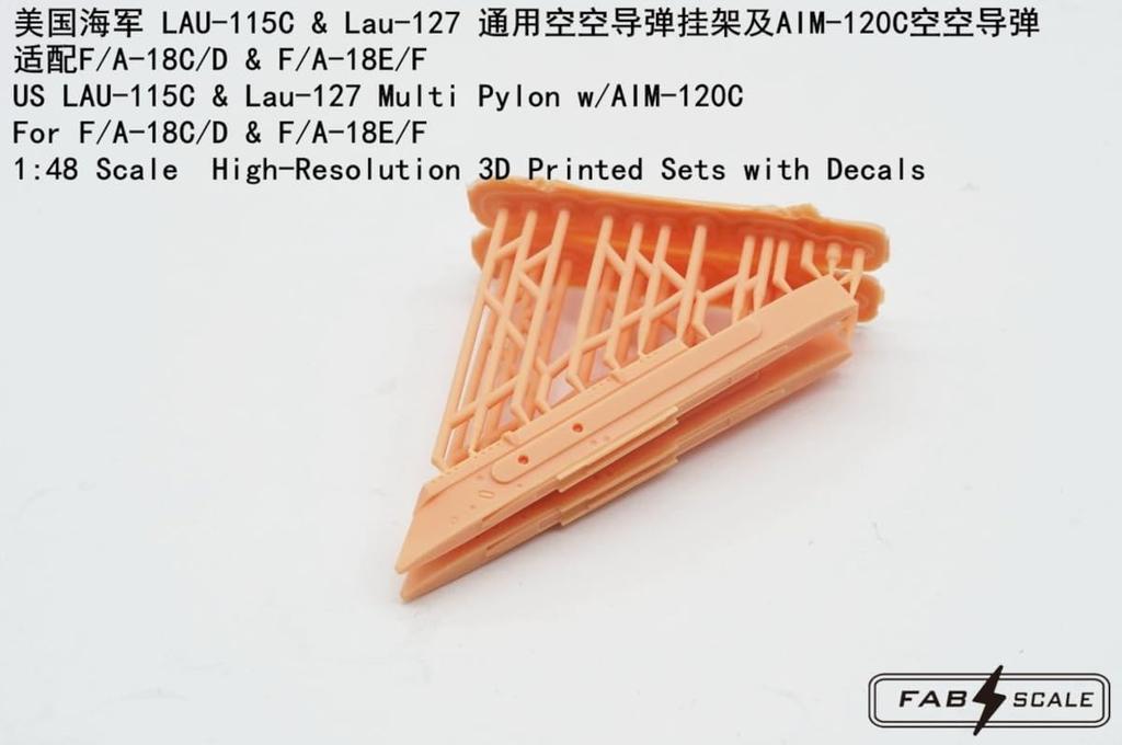 Fab Scale Studio American Plastic Model Parts FAB48083 1/48 F/A-18C/D &F/A-18E/F LAU-115C & Lau-127 Multi-Pylon w/AIM-120C (Airplane)