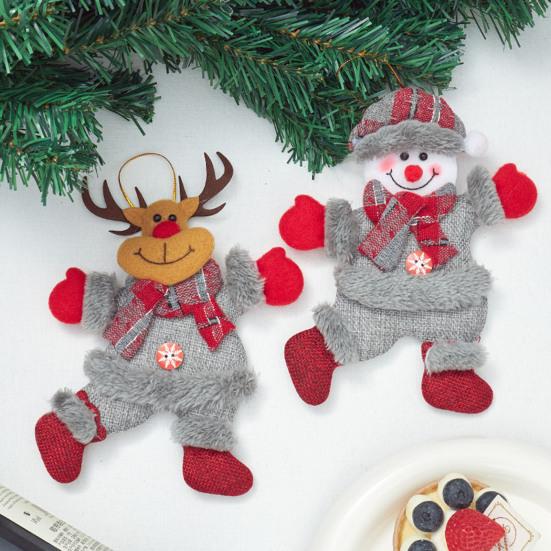 4 шт. Рождественские украшения плюшевый снеговик Санта лось медведь кукла фигурка зимние подвесные украшения для рождественской елки домашний декор