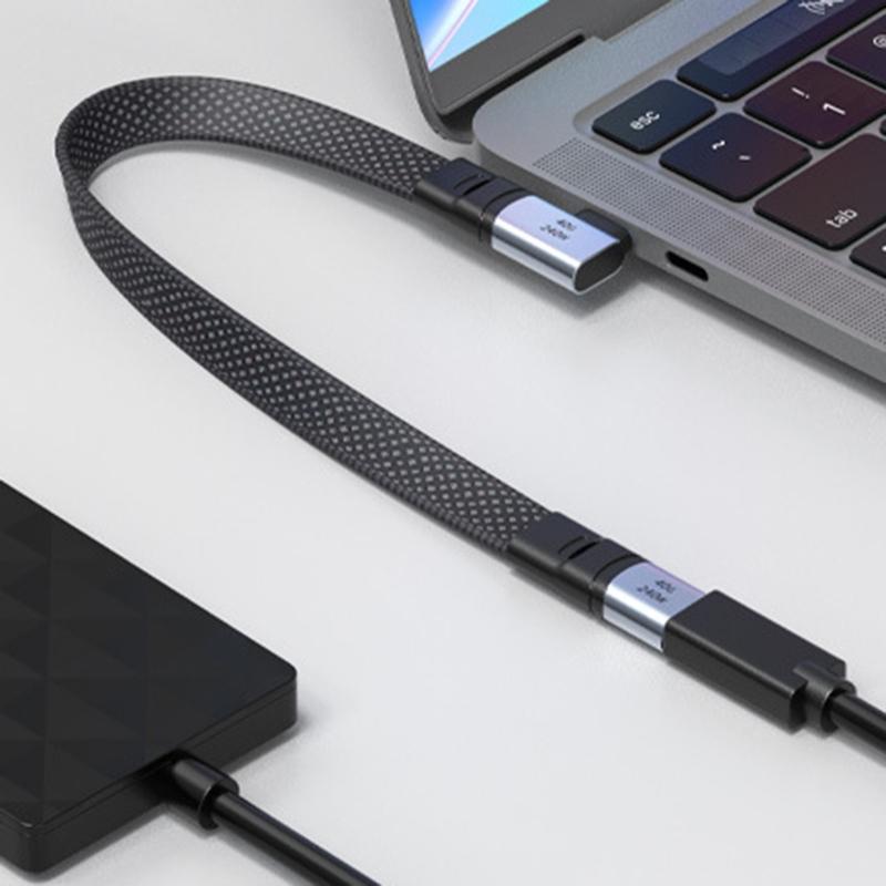 Угловой кабель USB C на USB C, 240 Вт, 90 градусов, Type C, зарядный шнур, кабель данных для смартфона, ноутбука