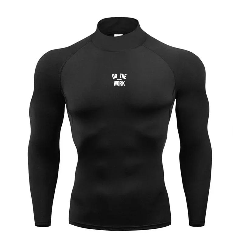 Muscleguys Мужские компрессионные футболки для бега, фитнеса, облегающая футболка с длинным рукавом, ДЕЛАЙ РАБОТУ, одежда для спортзала, тренировочная, быстросохнущая, рашгарды