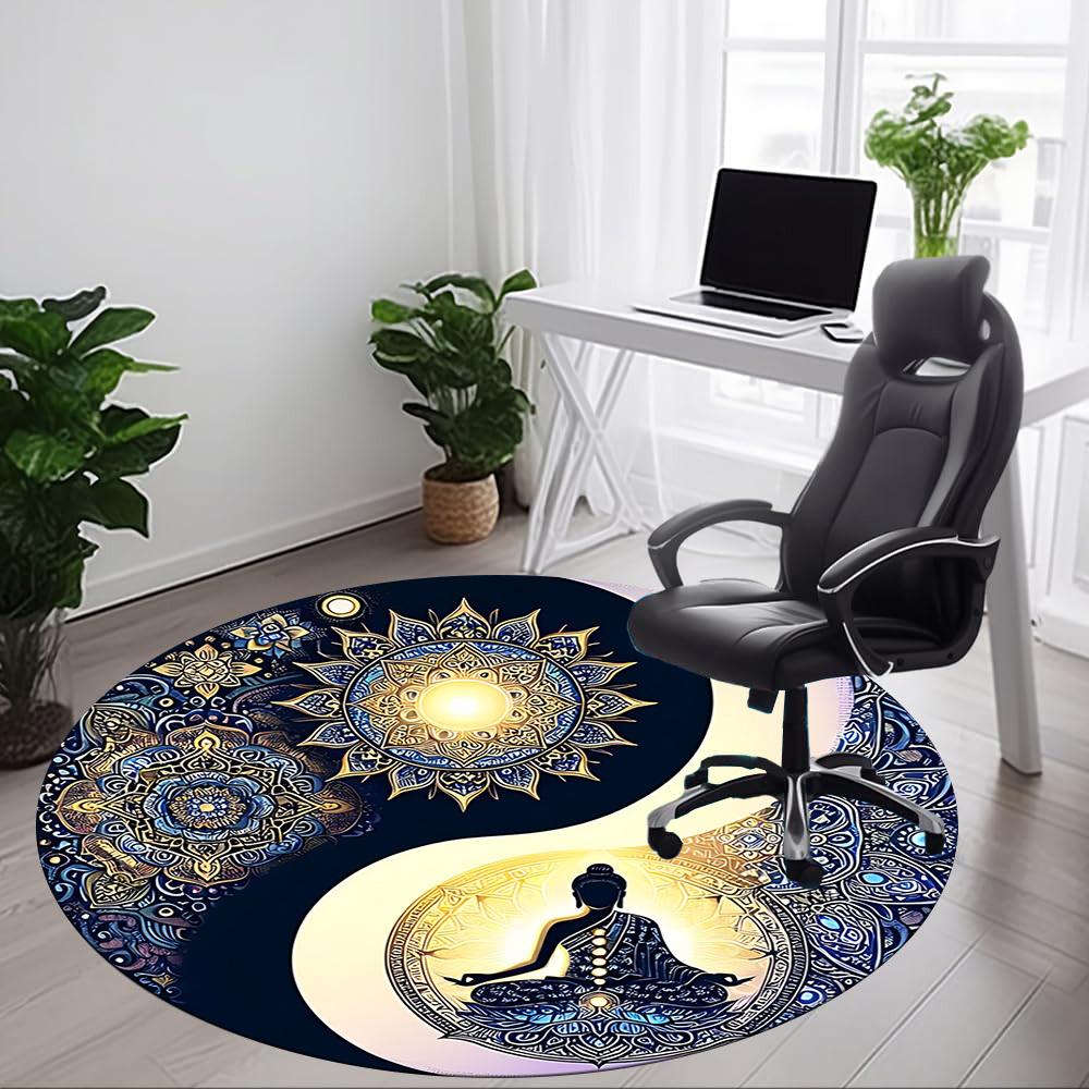 1pc Yin Yang Meditation Chair Carpet for Office Non-Slip, Machine Washable Rug for Office, Room - Holiday Decor, Machine Made yy251016074