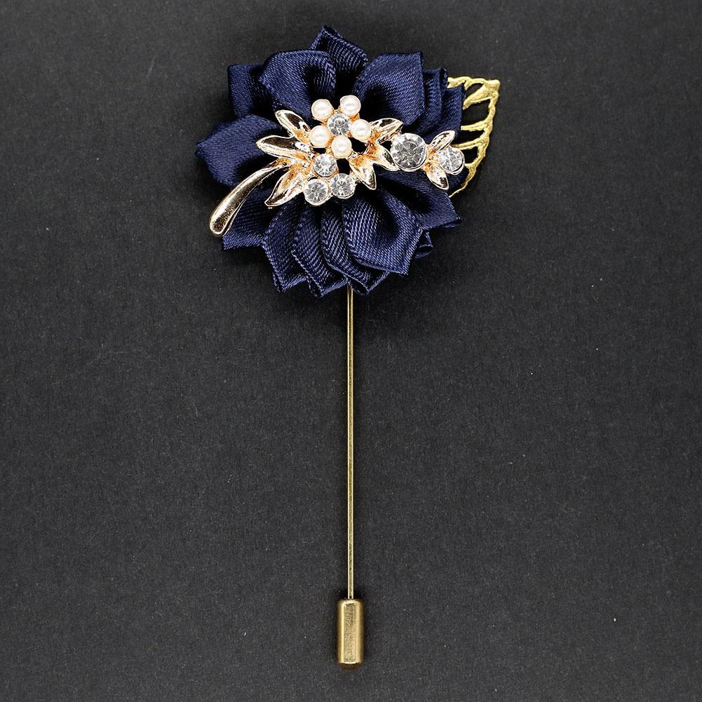 Luxury Crystal Pearl Groomsmen Boutonniere Wedding Corsage Men Brooch Pin Red Burgundy Flower Groom Bridal Boutonnieres