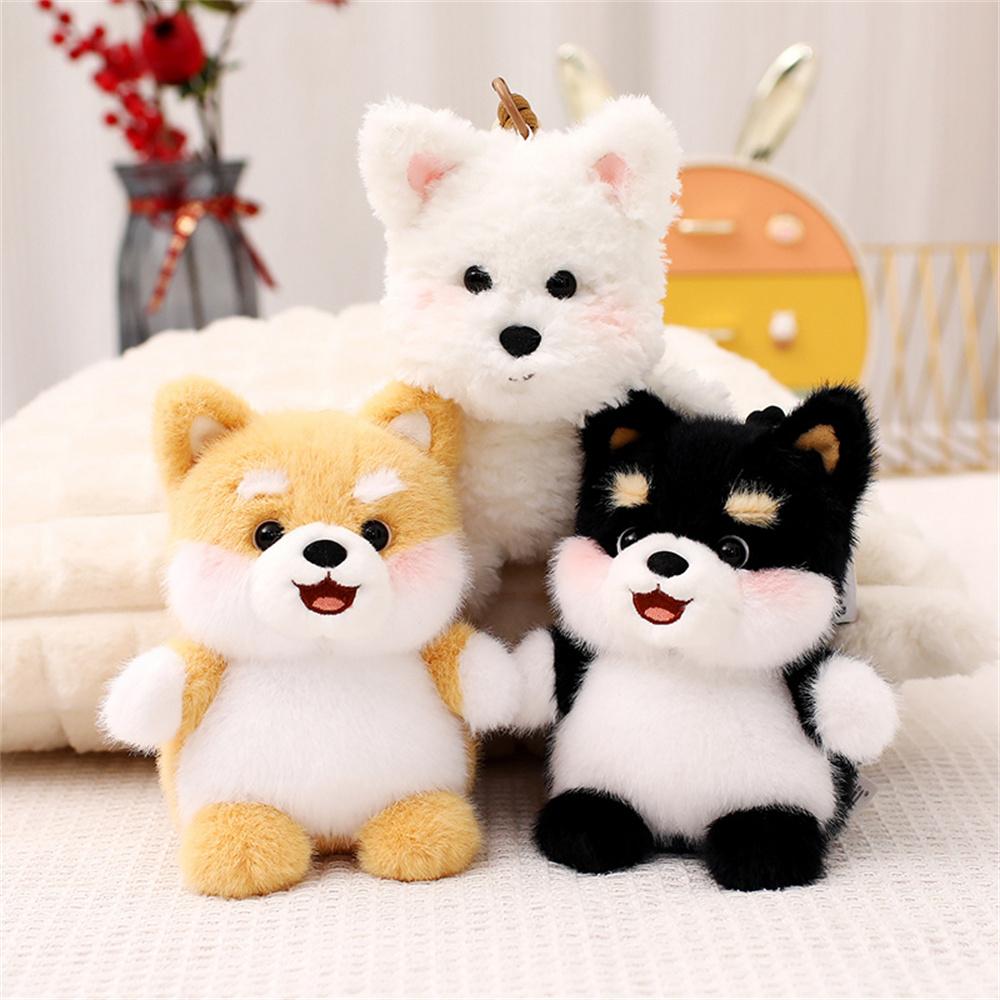 Dog Plush Toy Pendant Teddy Husky Corgi Schnauzer Plushie Keychain Kawaii Bag Key Ring Cute Puppy Dolls Car Decor Christmas Gift