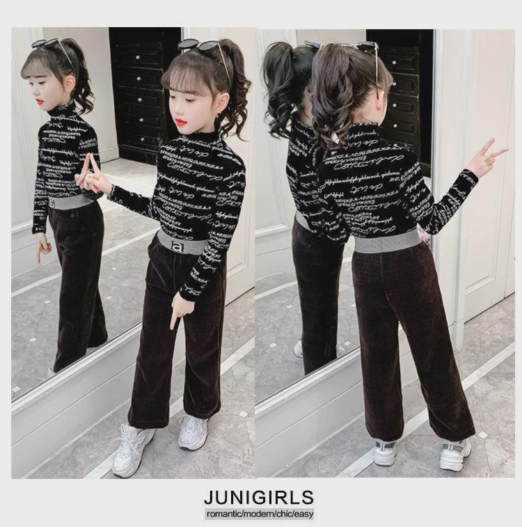 Футболка с длинными рукавами в стиле вестерн для девочек, текст на английском языке, весна/осень, базовый слой из немецкого бархата