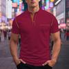 Men  Standing Collar  Leisure  Short Sleeves  T-Shirt
