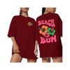 BEACH BUM 2024 Лидер продаж, свободная повседневная футболка с круглым вырезом и коротким рукавом с буквенным принтом и коротким рукавом для женщин