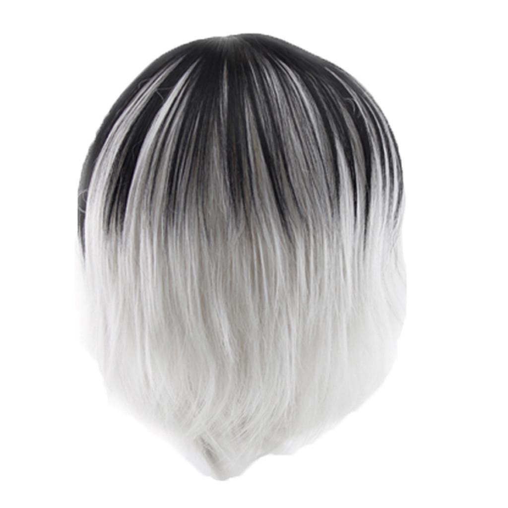 Мужской смешанный черно-белый градиентный модный парик с короткими волосами