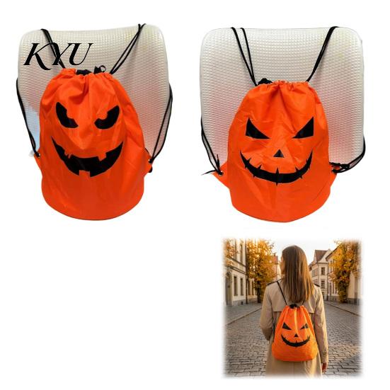 Portable Pumpkin Tote for Parties LED Drawstring Backpack Kids, Halloween Light Up Candy Bag with Glowing Grimace String Light, Reusable Trick