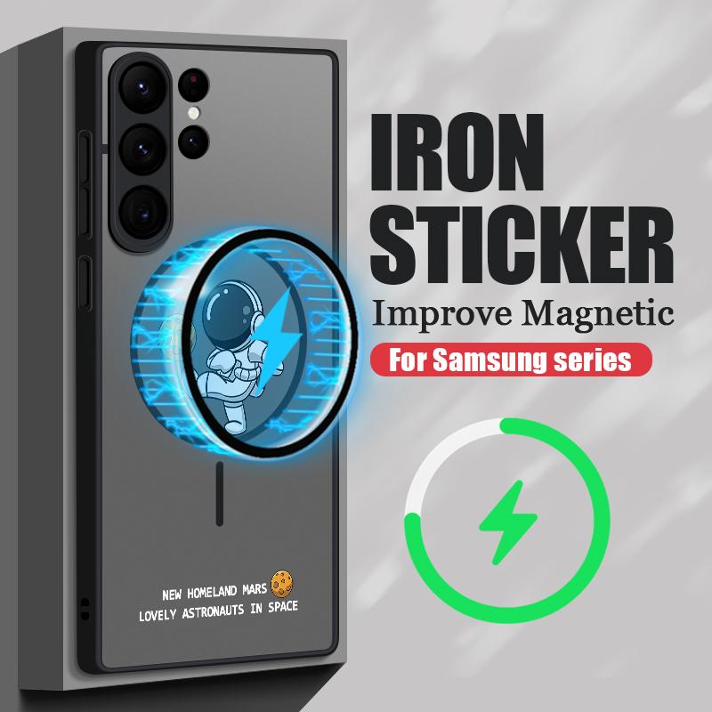 Прозрачный матовый беспроводной магнитный чехол для Samsung S25 Ultra S24 FE S23 Plus S22 S21 противоударный мягкий чехол для телефона