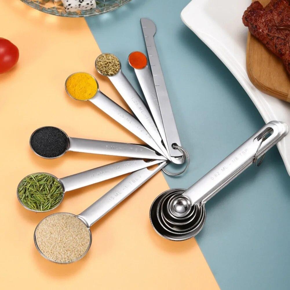 6/7pcs Stainless Steel Measuring Spoons Multi Purpose Spoons/Cup Measuring Cup Measuring Spoon Tools Baking Accessories