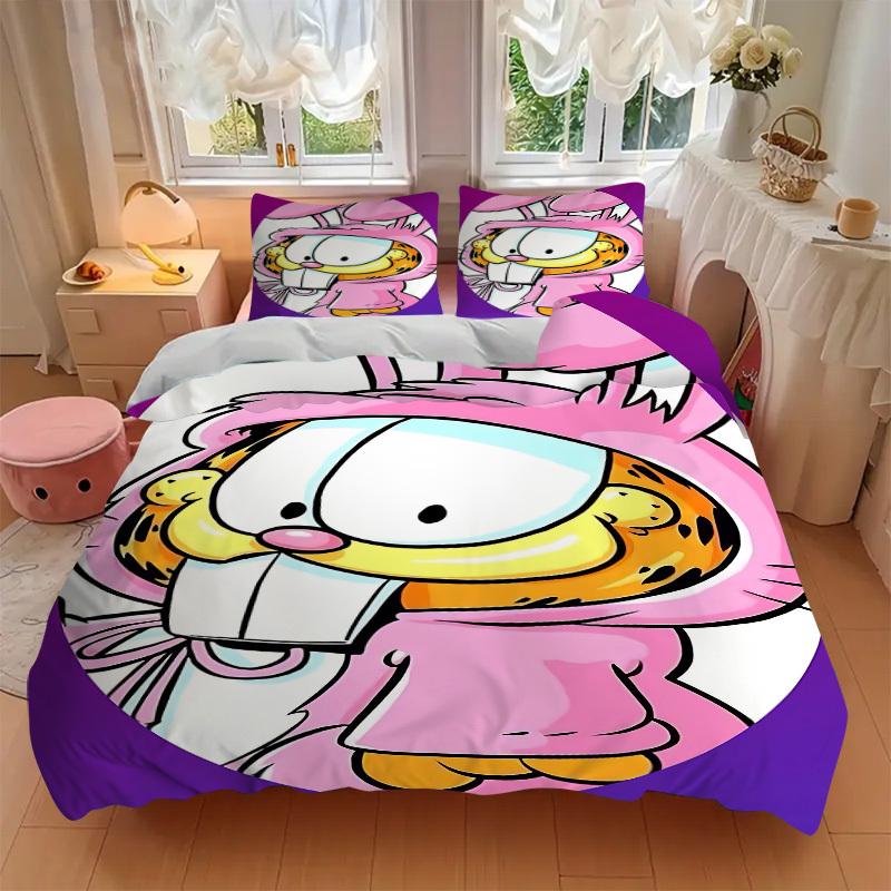 3pcs Garfield, Bunny Duvet Cover Set, 1 Duvet Cover + 2 Pillowcases (No Insert), High-Definition Print, Home & Dorm Set yy251208021